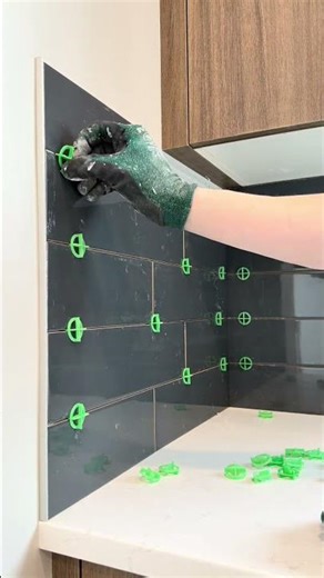 Installed tile in the kitchen backsplash #diy #works #construction #home #tiles #woodworking