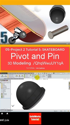 5- SolidWorks | SkateBoard |: Pivot and Pin #3d #design #solidworks #engineering #drawing