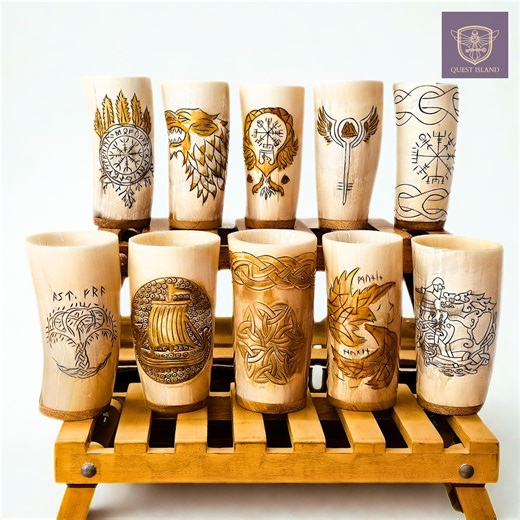 Viking Horn Drinking Cup | Beer Stein | Nordic | Genuine Ox Horn | 10-14oz - 1 Piece Set - Etsy