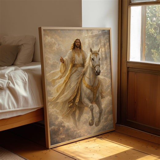 Jesus Riding White Horse Wall Art | King of Kings Christian Canvas | Revelation 19 Artwork | Faith Based Religious Decor - Etsy
