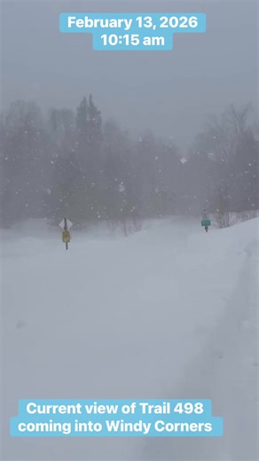 Here’s a current look at Trail 498 coming into Windy Corners ❄️🌲 Fresh snow and smooth riding ahead! 🛷✨ #Trail498 #WindyCorners #SnowmobileLife #UPSnow #RideRight #FreshTracks | Trails End Lodging