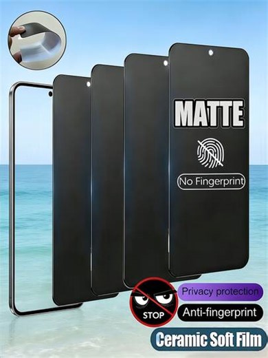 4Pcs Matte Anti Peeping Ceramic Soft Film Anti Glare And Anti Fingerprint Screen Protector Compatible With Samsung Galaxy S26 S25 S24 Ultra FE A57 A56 A37 A36 A17 A07/Compatible With IPhone 17 Pro Max 16/Compatible With Huawei/Honor/Compatible With Xiaomi/Poco/ Note 13 14 15 4G 5G Full Coverage No Bubbles, Anti Spy Anti Scratch Privacy Protection Film, Easy To Install [NOT GALSS] | SHEIN