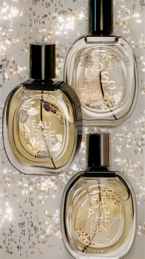Winter lights set the stage, and Diptyque’s icons get dressed for the occasion. This year, the perfumes Orphéon, Do Son, and Eau Rose make a limited appearance in black and gold and tell their stories through embossed designs. https://www.diptyqueparis.com/de_eu/l/parfums/festive-fragrance.html | diptyque