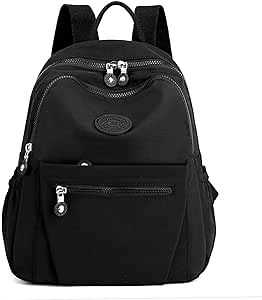Tanweibago Mini Nylon Women Backpacks,11L Small Ladies backpacks Casual Lightweight Women Shopping Travel Daypack (Black)