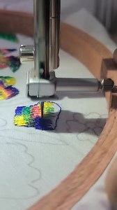 using variegated thread is fun. I live the vibrant colors. #threadpainting #momsinspiration #freemotionembroidery #janome808a #aamyadam | Amila adam