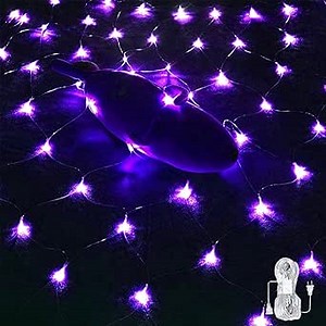 Net Lights Outdoor Christmas Net Lights Waterproof 200 LED 9.8FT X 6.6FT with 8 Lighting Modes Net Lights Plug in for Holiday Wedding Party Indoor Lawn Decorations（Purple）
