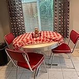 Smiry Round Picnic Tablecloth, Elastic Waterproof Fitted Vinyl Tablecloths for 36"-44" Tables, Flannel Backed Buffalo Plaid Table Cover for Dining, Camping, Outdoor, White and Turquoise