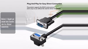 DB9 Serial Port Cable RS232 Cable Right Angle Female to Straight Male Connectors (50CM)