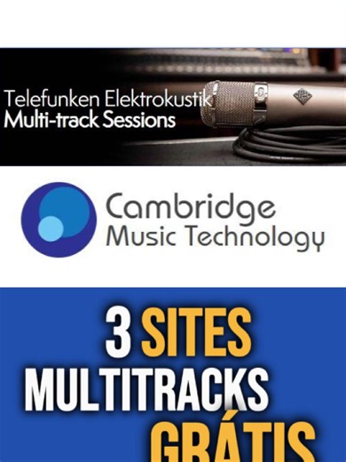 3 Sites para Baixar Multitracks (Produtores PRECISAM conhecer) Se você estuda ou trabalha com produção musical, esses sites de multitracks são essenciais 🎧 Dá pra treinar mix, estudar arranjos, vocais separados e entender produções profissionais por dentro. 🔗 Links dos sites citados no vídeo: • Cambridge Music Technology https://cambridge-mt.com/ms3/mtk/ • Songsteams https://songstems.net/ • Telefunken – Live From The Lab https://www.telefunken-elektroakustik.com/ 💾 Salva esse vídeo pra testa