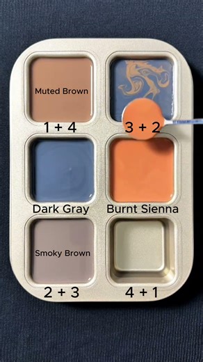 Create 4 colors from 2 colors. #colormixing #asmr #mix #mixing #black #gray #brown