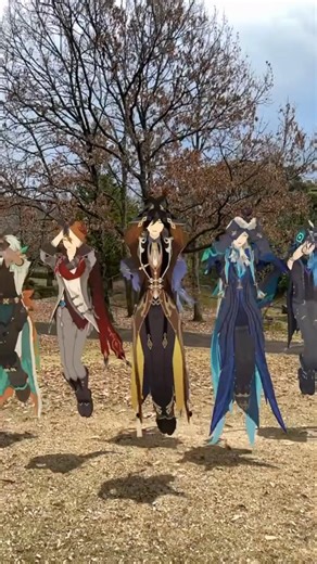 【冬の樹だぜ! ブリキ 4/4】カブトムシがいたクヌギの樹も いまは枯葉に包まれて 原神の鍾離(しょうり)たちイケメン軍団が「ブリキノダンス」【原神 AR ダンス】