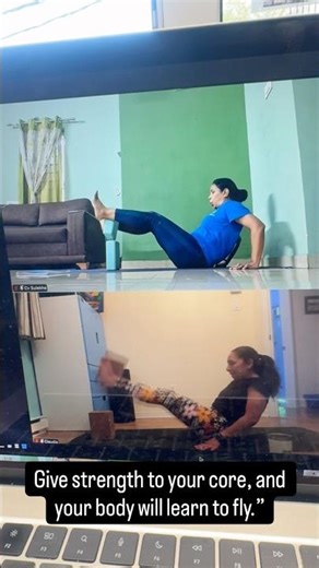 Activate your core, lean forward, and let the body float.