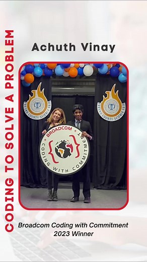 🎉Congratulations to Achuth Vinay, winner of "Broadcom's Coding with Commitment" Award. Achuth codes because he likes to learn. His winning project was done for his grandma whose accent made it difficult to use speech recognition. Thanks for using your passion for coding to help people! | Broadcom Foundation