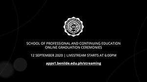 SPaCE will be livestreaming our online graduation ceremonies starting at 6:00PM, 12 September 2020. To watch the livestream, please click on this link: apps1.benilde.edu.ph/streaming | Benilde - Continuing Education | Facebook