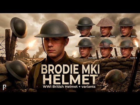 WWI British helmet - Brodie Mk I 3d model