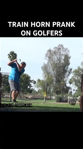 Train horn prank on golfers #trending #shorts #viral #golf