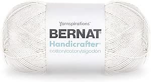 Bernat Handicrafter Cotton Yarn, 14 oz, 100% Cotton, Ball Off White