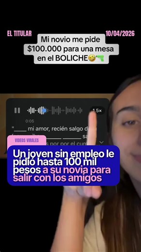 📹 Una joven contó la situación que vive con su pareja y dejó una frase clara. Su novio, sin trabajo, le pidió entre 90.000 y 100.000 de pesos para salir a un boliche con amigos y ella dijo que no. 💬 Según explicó, no es la primera vez que él depende de su plata. Ella trabaja como profesora freelance y siente que su pareja se apoya cada vez más en sus ingresos sin buscar alternativas. 😠 La joven marcó un límite: dijo que no tiene problema en ayudar con gastos chicos, pero que pagar una salida 