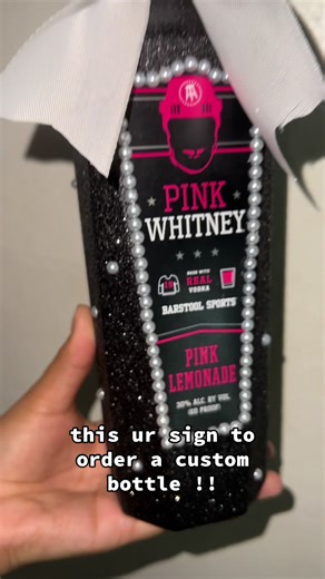 black nd white pink whitney 🪩insta- m.custombottlez #custombottles #perals #fyp