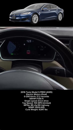 2016 Tesla Model S P85D 0-200 Km/h #shorts #teslamodels #tesla #evcar #acceleration