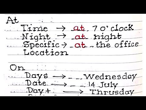 How to use prepositions of time in on at in English grammar