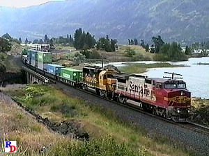 17K views · 1.9K reactions | A BNSF Autorack/Stack train crosses the Klickitat River at Lyle, Washington in 2000. Originating from Richmond, CA this train would have traveled over the Gateway Subdivision and the OT Sub to Wishram, WA before heading west. From the BKVP show "Gorges & Mountains, BNSF & Union Pacific, 2 Disc Set" https://rfd.video/GorgesMountains | Railfan Depot | Facebook