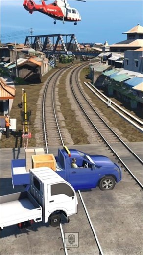 Lokomotif Menolong Mobil Mogok Saat Kereta Api Lewat #train #railway #railroad #railtrack