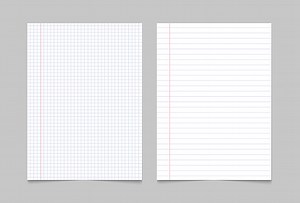 Exercise book paper page background. Notebook sheet lined texture...