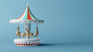 Reindeers carousel. 3d loop animation footage