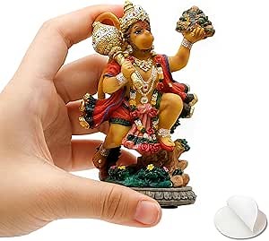 BangBangDa Lord Hanuman for Car Dashboard - 3.9" H Small Flying Hanuman Idol Statue for Vehicle Decor Hindu God Father’s Day Mother’s Day Diwali Birthday Gifts for Indian People Altar Pooja