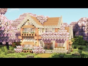 [Minecraft] 🌸💖 Cottagecore Cherry Blossom House Tutorial / Mizuno's 16 Craft Resource Pack