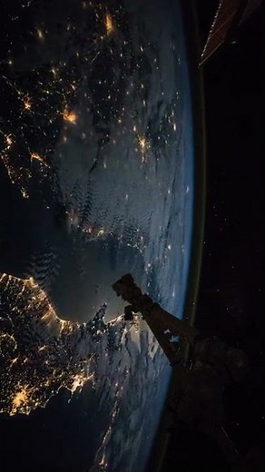 Earth at Night Seen from the International Space Station - City Lights and Thunderstorms over Europe