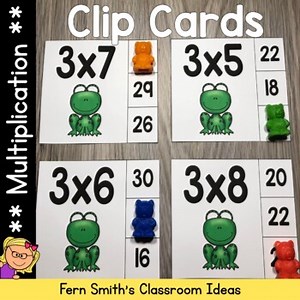 Multiplication Spring Clip Cards