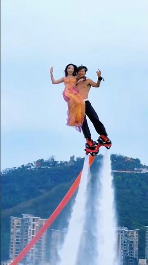 flyboard ride is so fun #viral #trending #flyboarding #watersports #couple #jetboating