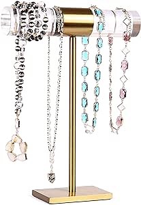 Bracelet Holder, Gold Heavy Duty Bracelet Organizer Display Stand, T-bar Jewelry Display Stand for Boutique Organization and Display Watch Bangles Necklaces