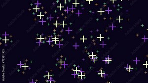 A monochromatic pattern of intersecting lines forms a cross shape, with vibrant dots scattered sporadically. A harmonious blend of color within an orderly arrangement