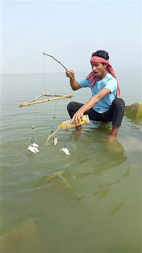 Wow! Amazing Hook Fishing Technique | Traditional Hook Fishing from village river #fishing #shorts