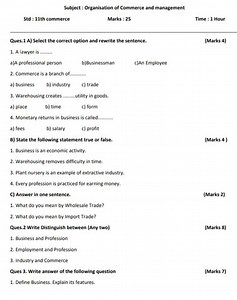 Std : 11th commerceQues.1 A) Select the correct option and re... | Filo