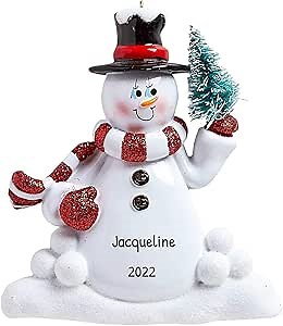 3D Personalized Snowman Ornaments for Christmas Tree - Frosty The Snowman Christmas Ornaments 2025 with Xmas Tree - Unique Custom Name Ornament for Kids & Toddlers 2025 Design Holiday Keepsake