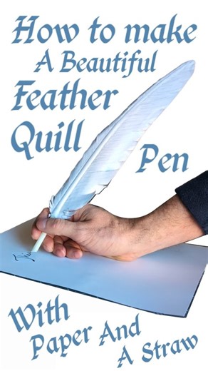JRL Studio Creations on Instagram: "How to make A Beautiful Feather Quill Pen with Paper and a Straw #artsandcrafts #diy #vintage #quill #caligraphy"