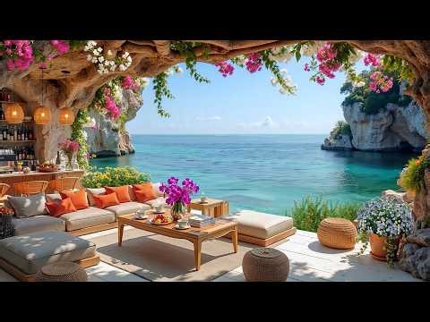 Elegant Bossa Nova at Seaside Cafe Ambience ~ Relaxing Morning Jazz & Ocean Wave Sounds to Good Mood
