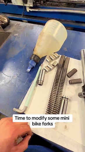 Modifying Mini bike forks with extensions from @GruntWorkz Welding and Fab #modify #custom #suspension #dirtbike #pitbike #vintage #minibike
