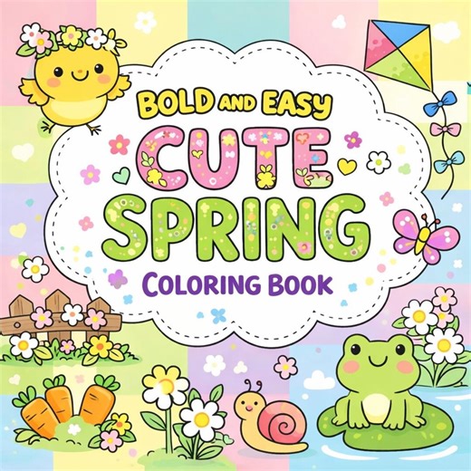 Spring Coloring Pages Printable, Instant Download Coloring Pages, Cute Spring Designs, Relaxing Coloring Activity, Kids and Adults