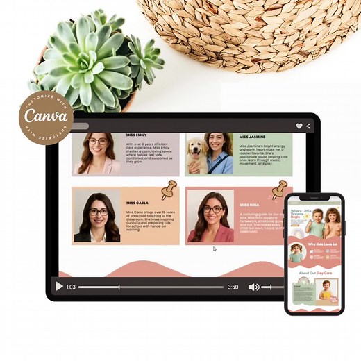 Daycare Website Template, Kindergarten Website Template Canva, Canva Website for Daycare Enrollment, Daycare Marketing, Childcare Business - Etsy