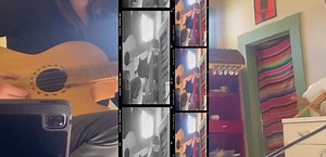 🍑 Working on recording this new tune! (On this rich-sounding instrument called a bajo quinto). If you’ve been to a recent show, you might have heard it in its baby form. It’s grown into a fuller piece complete with loops, harmonies, & a horn section all made with love and in the moment! Next show is December 28, noon at the one and only @bisbeebadassery 😘 | Charlie Bridges