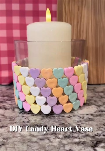 DIY Candy Heart Vase for Valentine's Day
