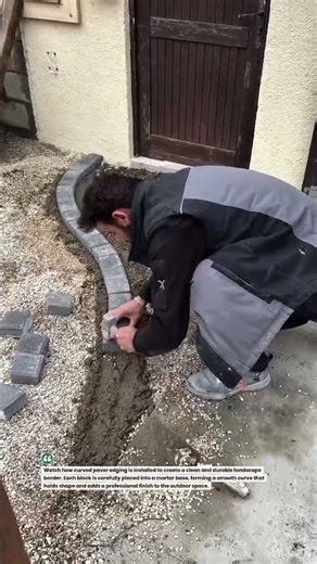 Curved Paver Edging Build! #landscaping #construction #DIY #shorts #paving #tools