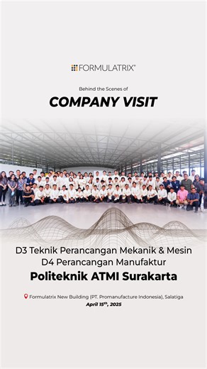 Formulatrix Indonesia on Instagram: "Welcome, Future Innovators! ⚙️✨ On April 15th, 2025, we had the pleasure of hosting 64 students from @politeknikatmi —32 from the D3 Mechanical Design and Engineering program, and 32 from the D4 Manufacturing Design program—at our Salatiga site. Guided by our Mechanical Engineering Division, the students gained firsthand exposure to real-world applications and witnessed how innovation and advanced manufacturing come to life at Formulatrix Indonesia. We are pr