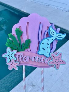 Mermaid Cake Topper | Personalised Cake Topper | Handmade | Starfish Cake Topper | Shell | Mermaid | Under the Sea | Cake Topper |kids Party - Etsy Australia