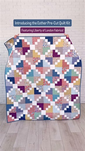 Quilt101 on Instagram: "Introducing the Esther Pre-Cut Quilt Kit! This Esther pattern is designed by @cmanningsews and finishes at 64”x72”. This quilt and is great for a beginner as this pattern requires no subcutting, only piecing (yay!). This kit features fabric from @libertyfabrics, all the way from London, UK! Liberty fabrics are known for their delicate floral prints, soft fabrics, and heritage designs. This is our first time offering a kit in Liberty of London Fabrics and we can’t wait for